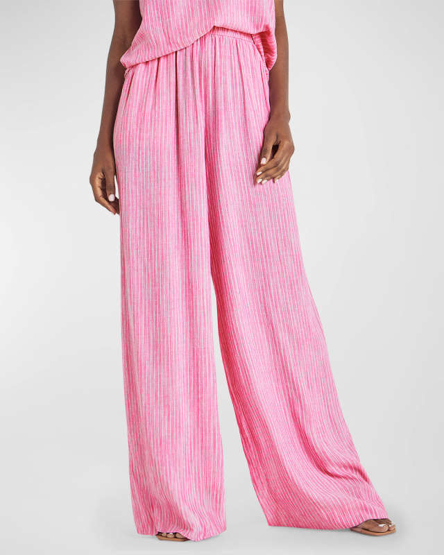 Frankie Wide-Leg Stripe Pants